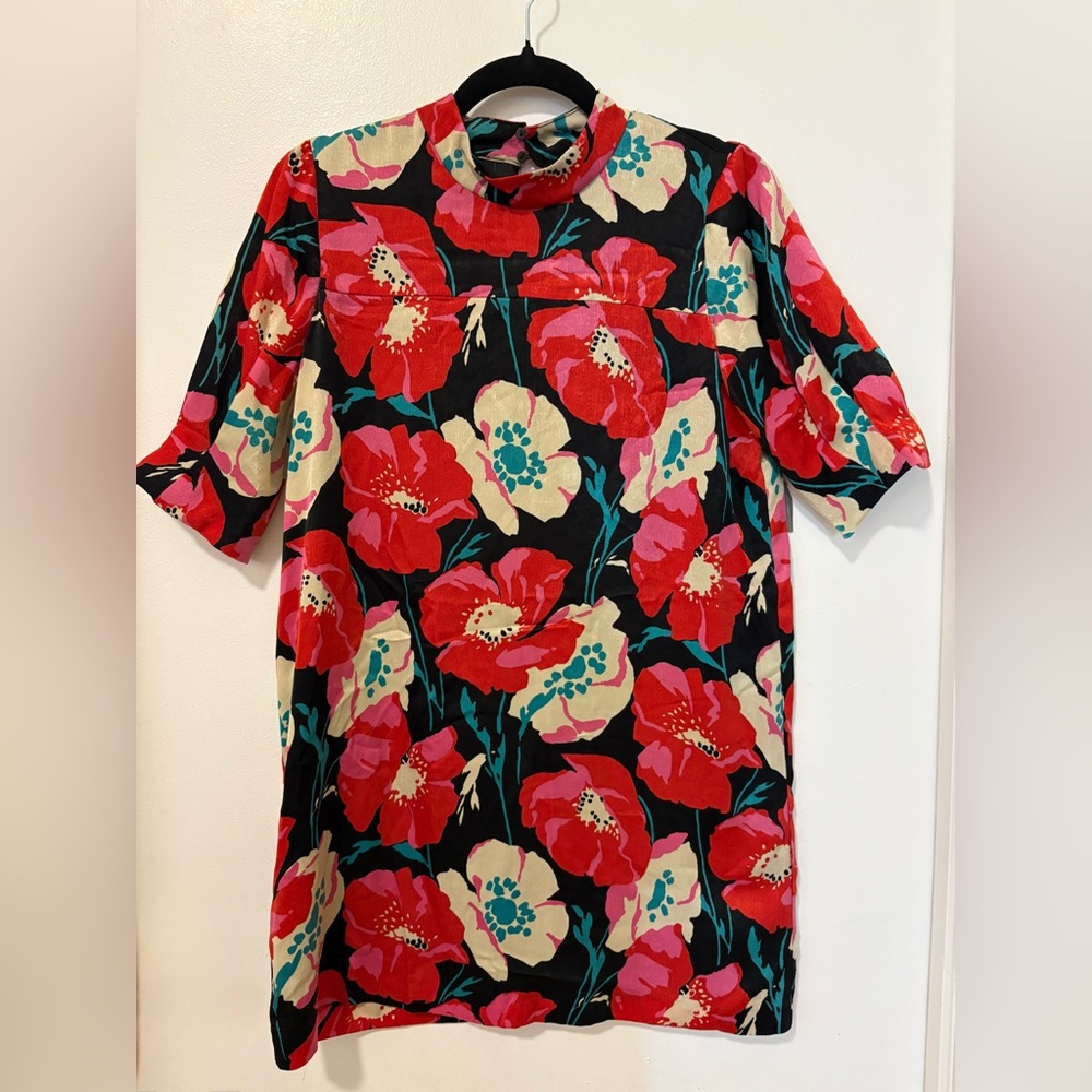Zara Trafaluc Red and Black Floral Mini Dress